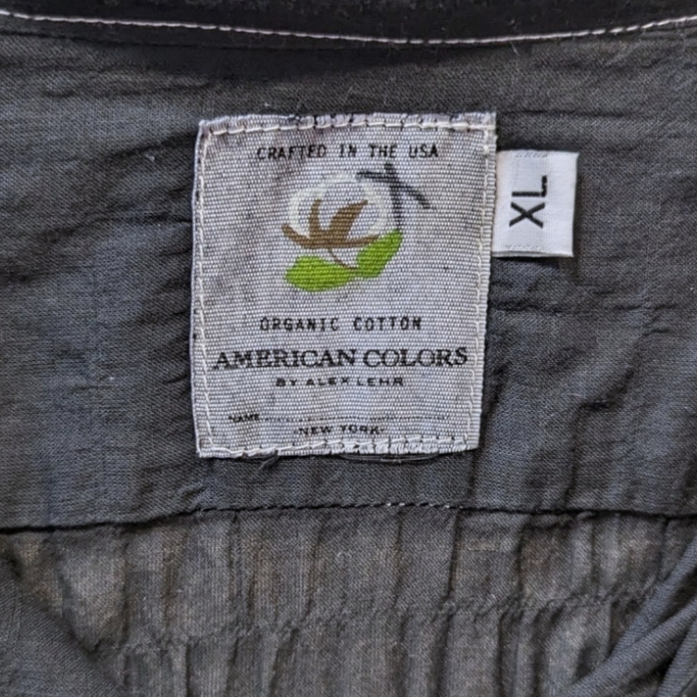 American Colors Alex Lehr Black Crinkle Organic Cotton Lagenlook Shirt (XL) - Picture 3 of 6